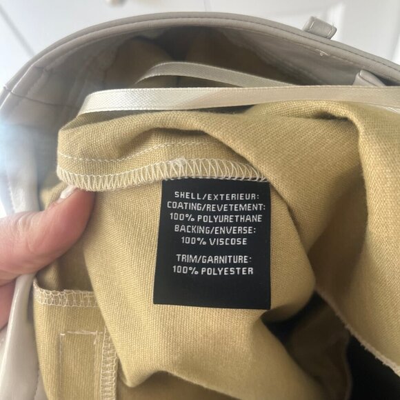 NWT 7 For All Mankind Vegan Leather Corset Vest Wide Leg Pant Set Beige Gray, L - Picture 9 of 10